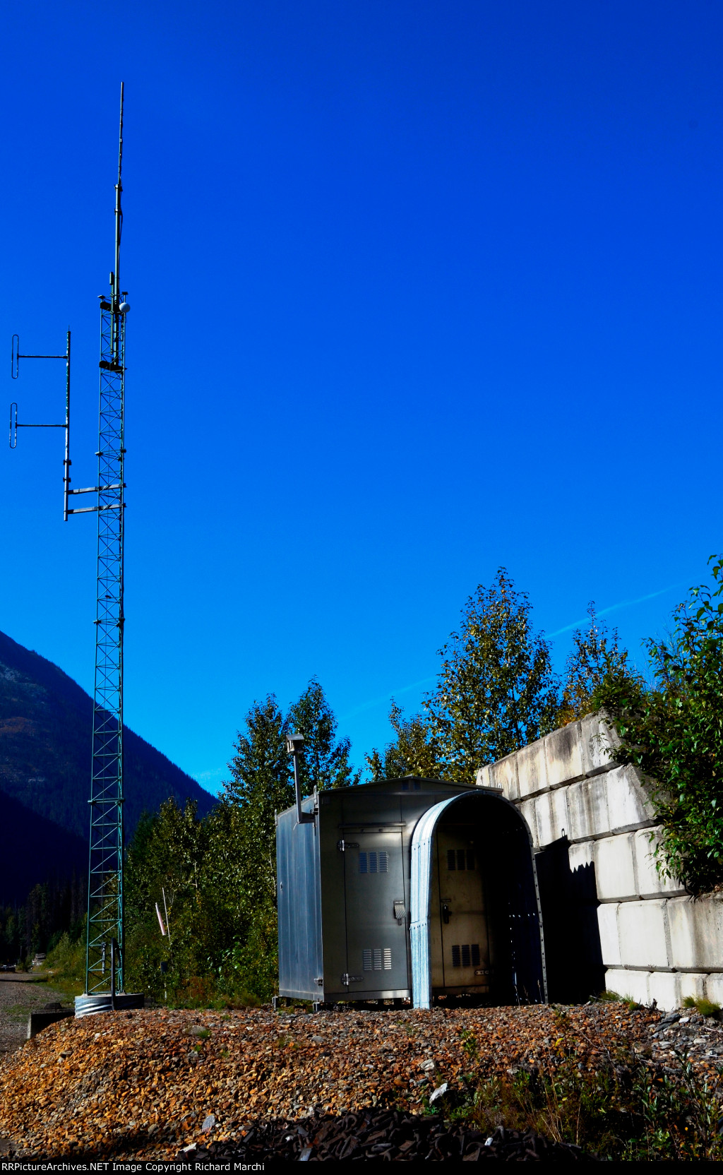 Roger Pass (Illecillewaet Valley). Communication tower near the West end of Mount Macdonald Railway Tunnel BC